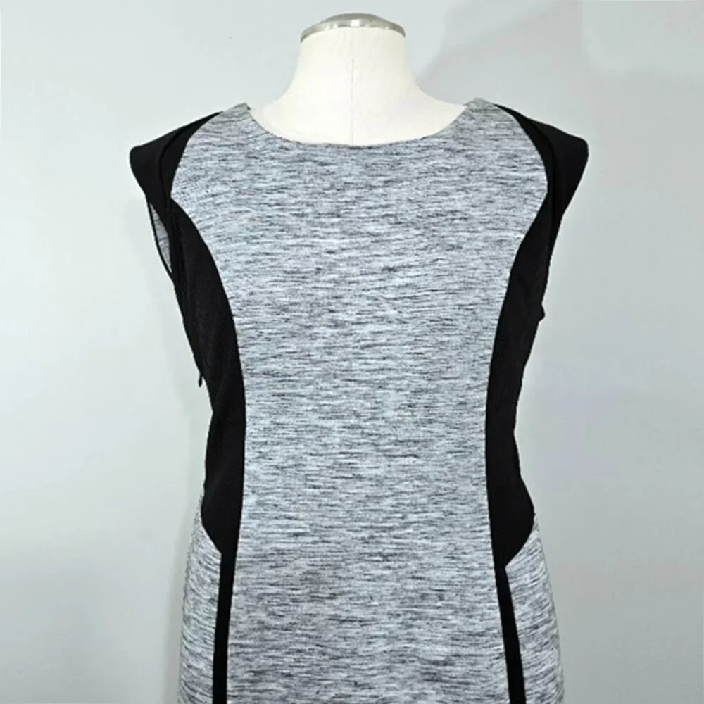 Nwt Harve Benard Black Gray Knit Dress XL Womens Cap Sleeve Knee Length Sheath